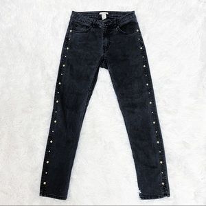 Zara Round Studded Washed Out Ankle Skinny Jeans